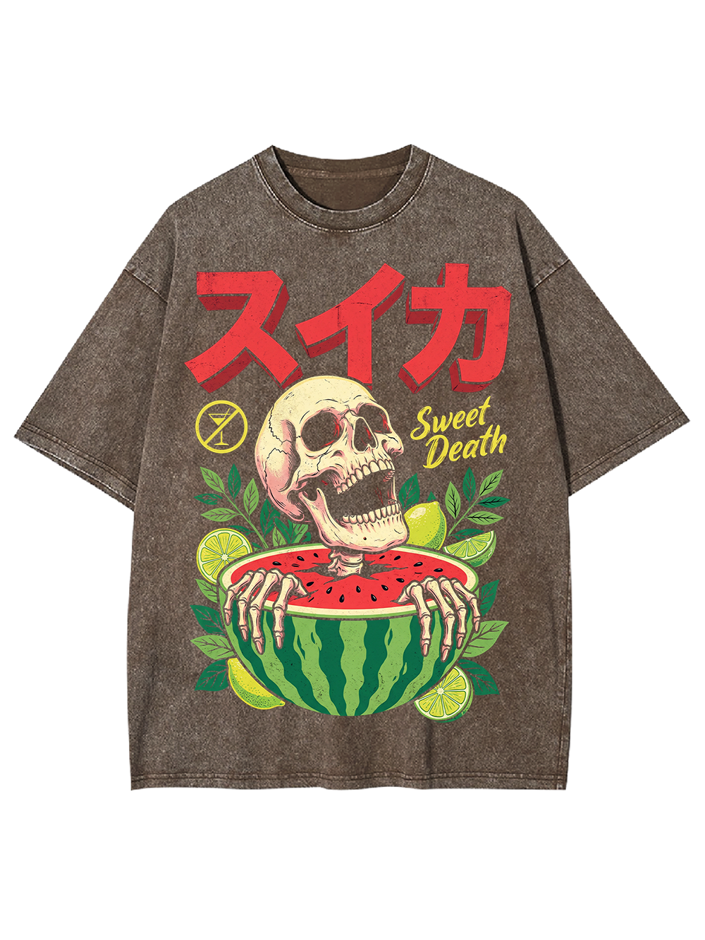 SWEET DEATH WATERMELON SKULL AAA WASHED TSHIRT