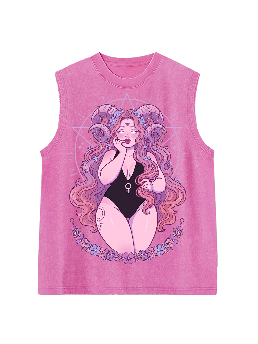 PASTEL GOTH ZODIAC LADY AAA WASHED TANK