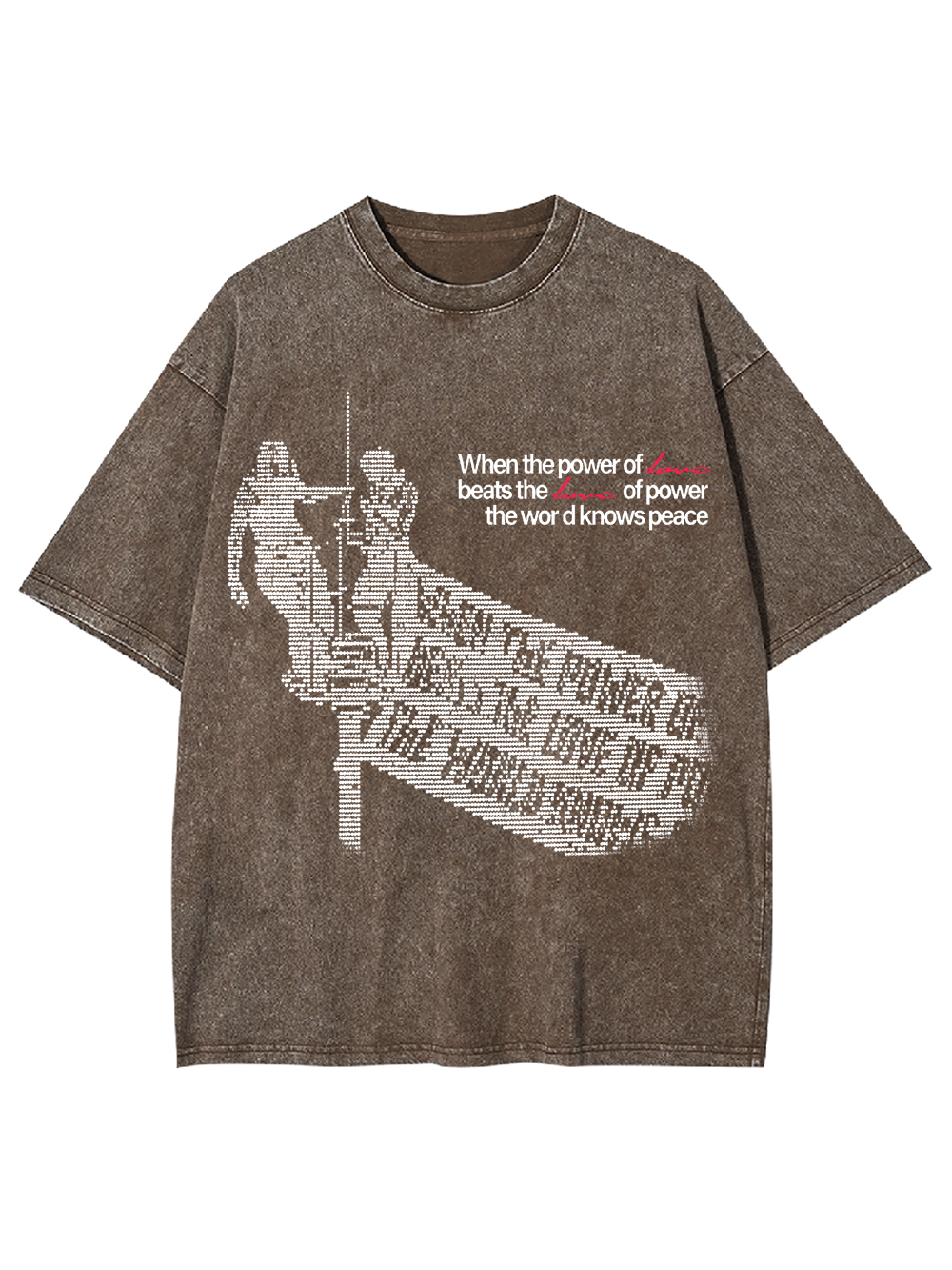 POWER LOVE PEACE WASHED TSHIRT