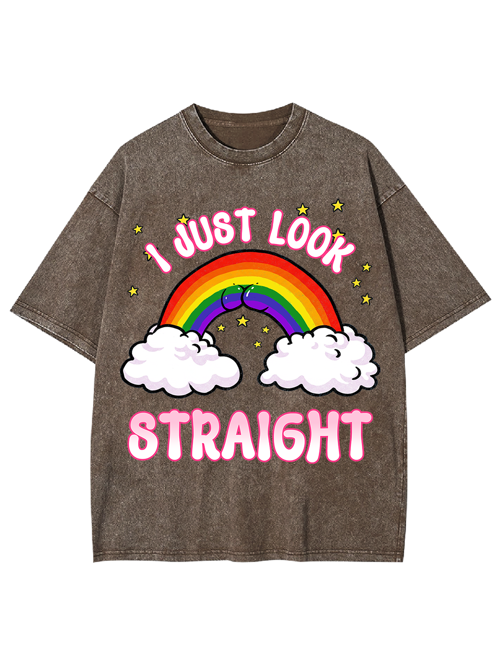 I JUST LOOK STRAIGHT AAA WASHED TSHIRT