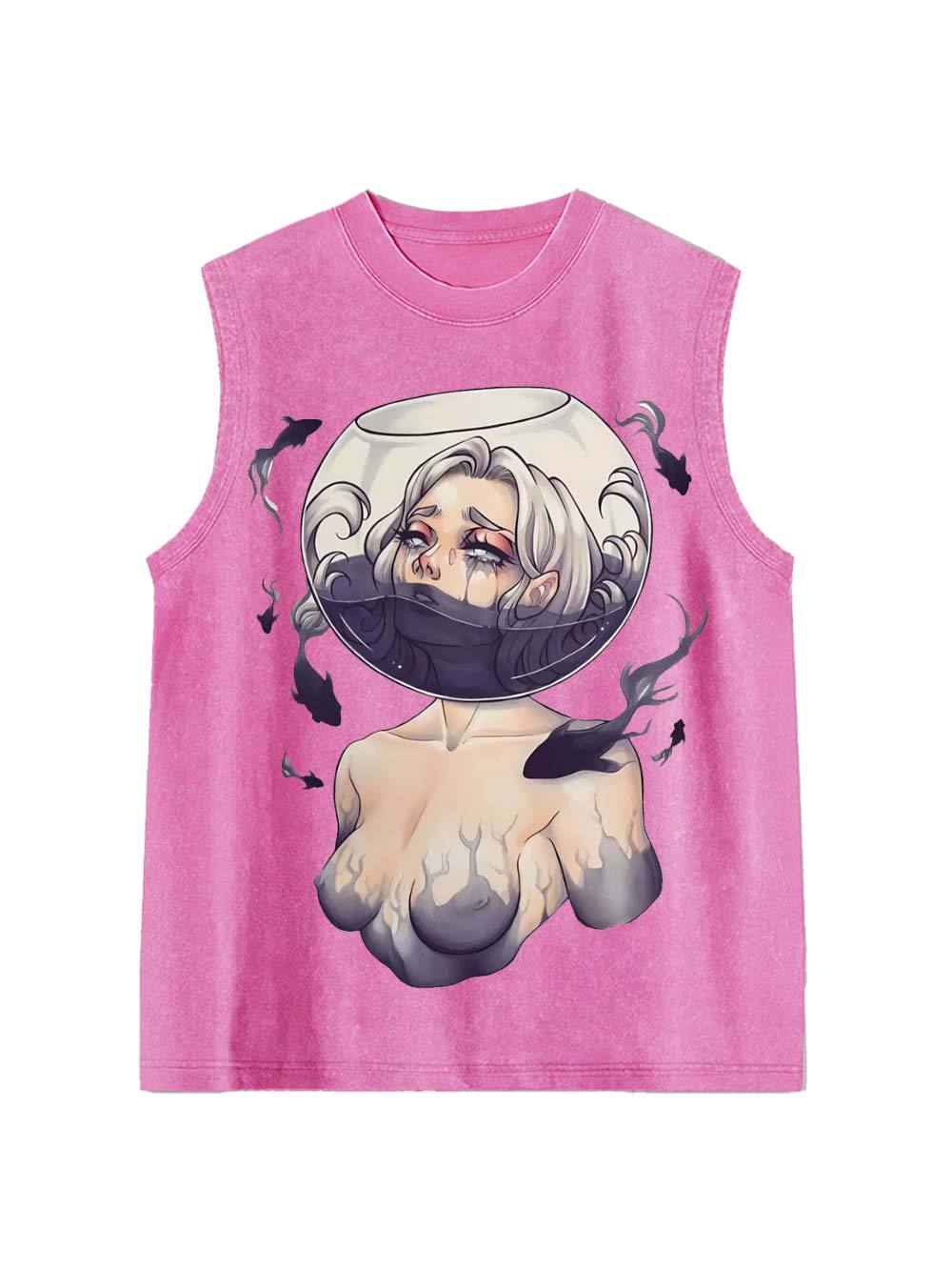 Drowning In Silence Washed Tank Top