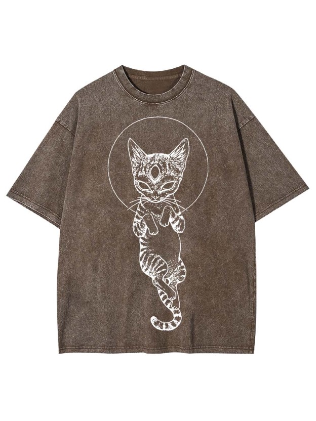 MYSTICAL THIRD-EYE CAT WASHED TSHIRT