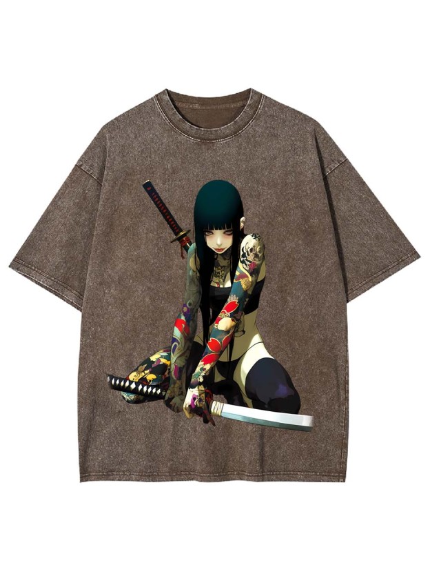 Tattooed Blade Warrior Washed Tshirt