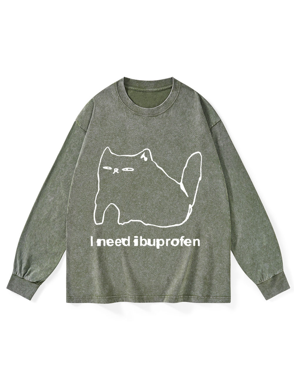 Ibuprofen Cat Washed Long-Sleeve Tshirt