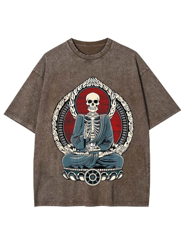 Skeleton Buddha Serenity Washed Tshirt