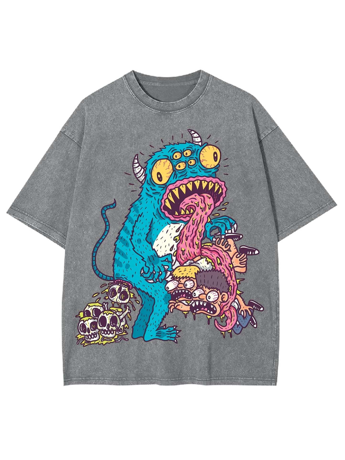Horror Monster Washed Tshirt-ClassyOutlaw Sale