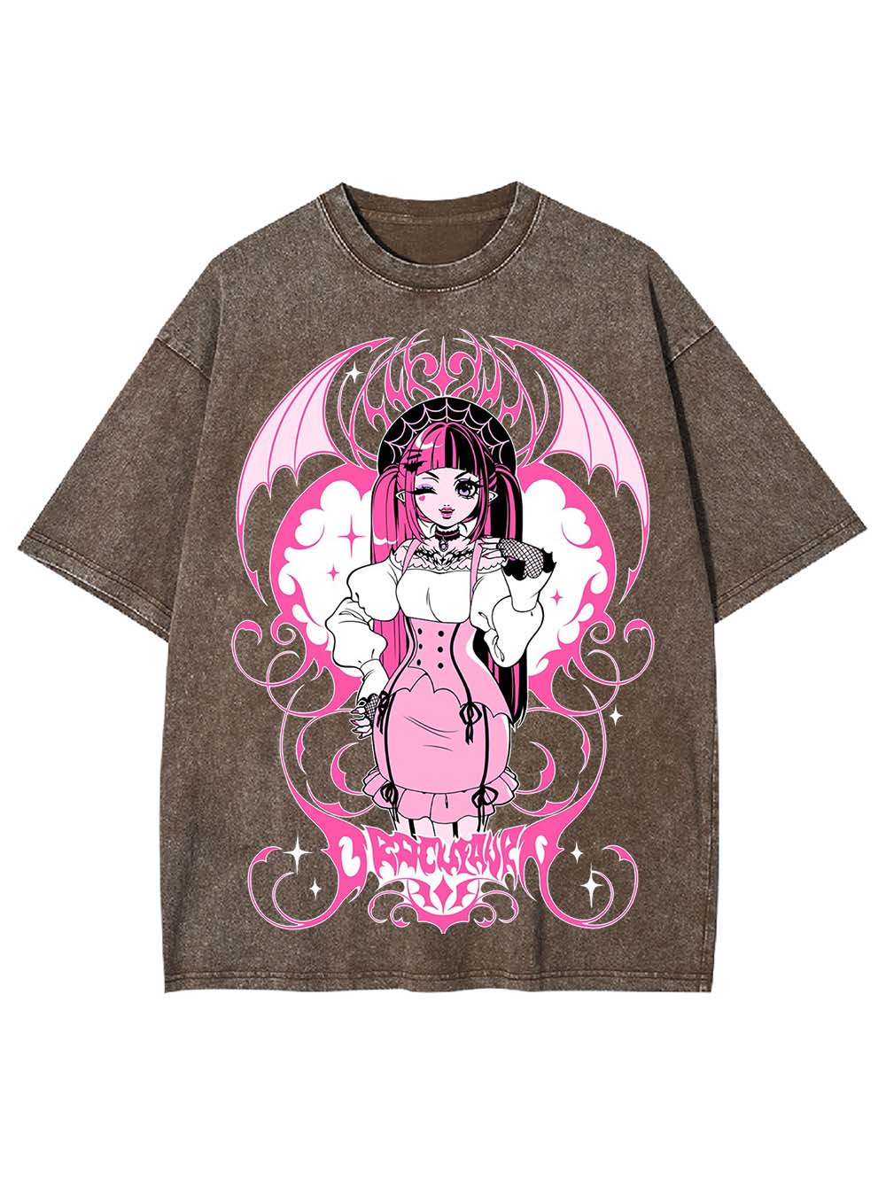 PINK BAT QUEEN WASHED TSHIRT