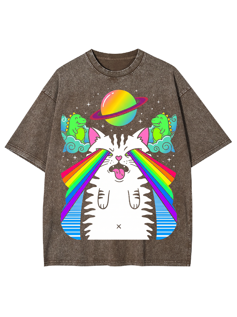 RAINBOW SPACE CAT AAA WASHED TSHIRT