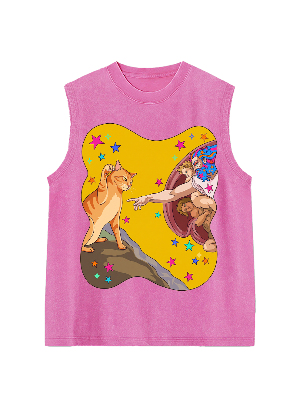 GOD CAT TOUCH WASHED TSHIRT AAA WASHED TANK