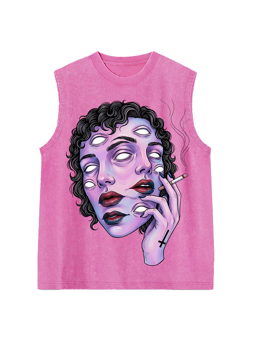 SURREAL MULTI-EYED FACE AAA WASHED TANK