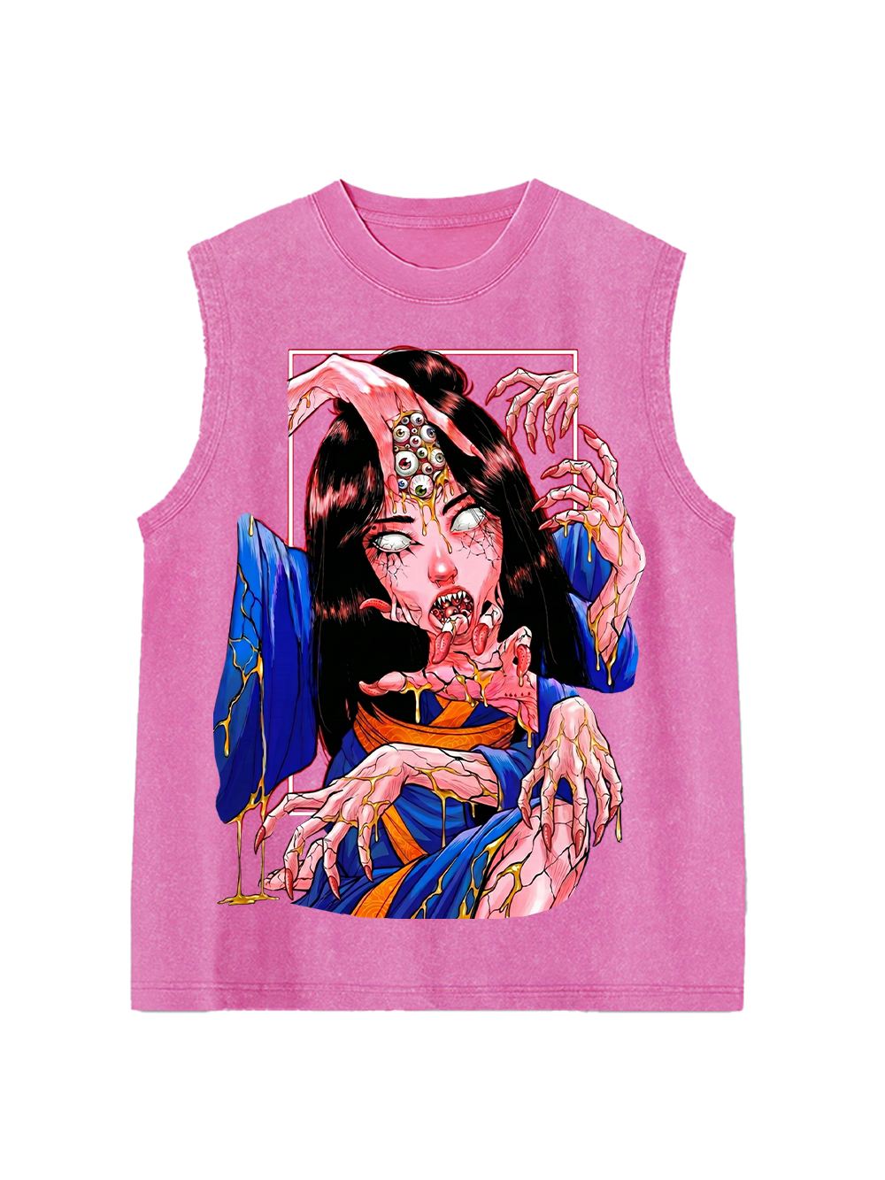 SURREAL MUTATION MULTI‑EYE GIRL AAA WASHED TANK