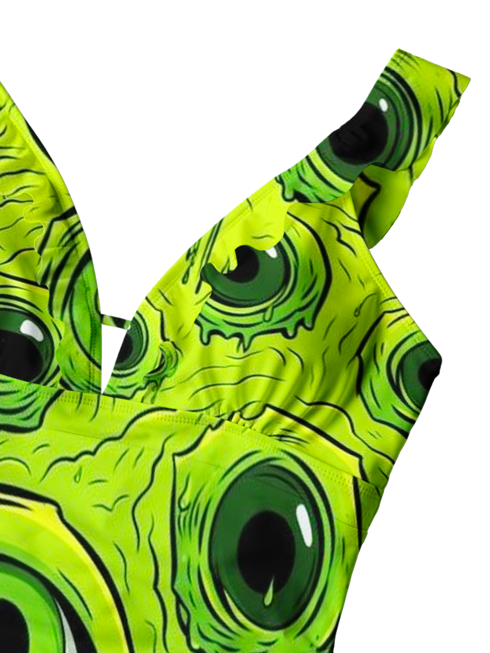 GREEN VISION V-NECK ONE PIECE SWIMSUIT