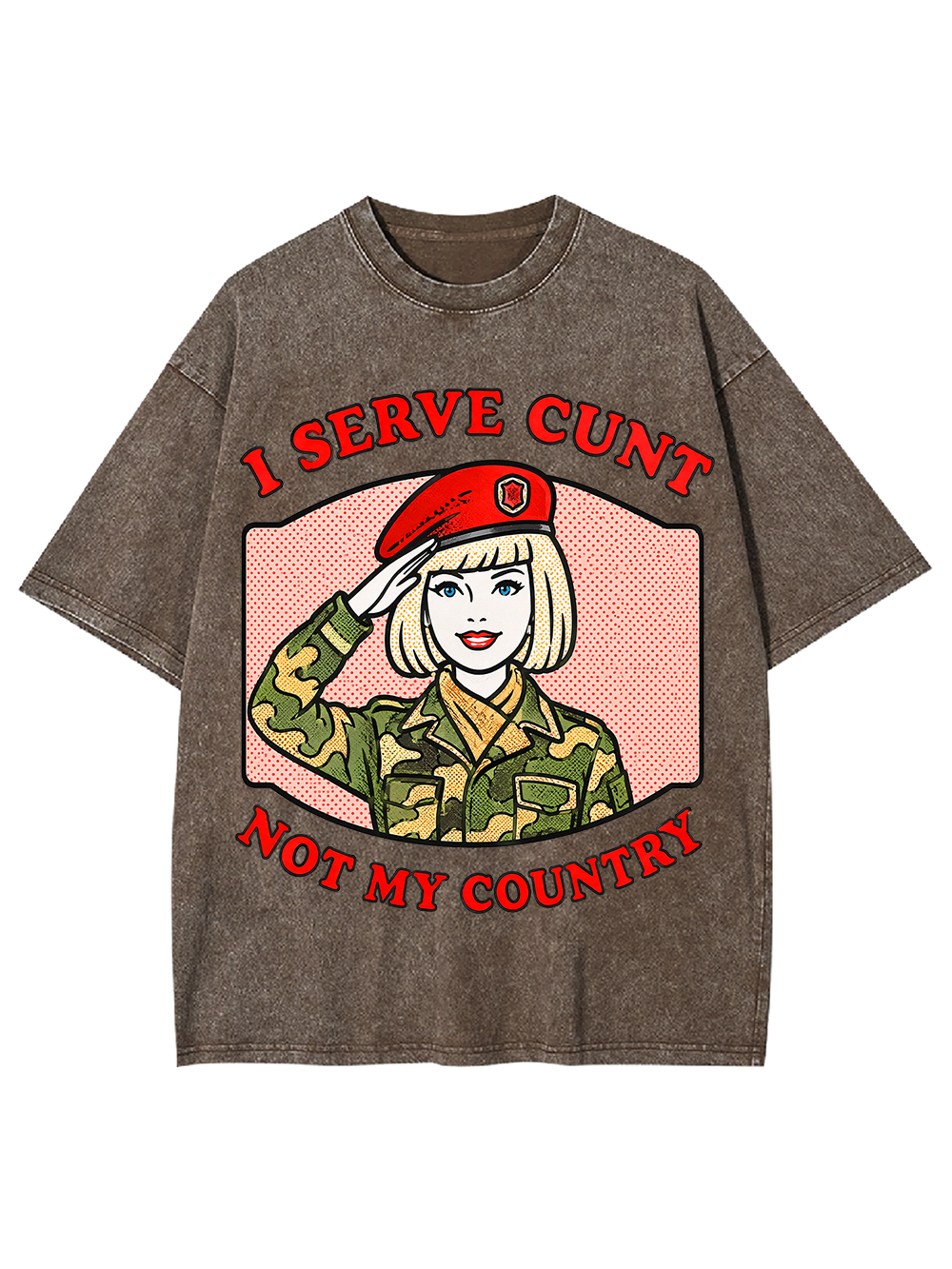 ARMY GIRL SLOGAN AAA WASHED TSHIRT