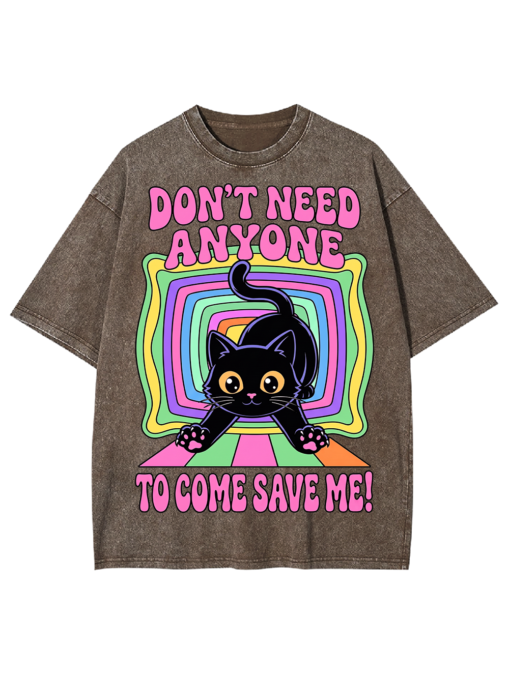 RAINBOW RESCUE CAT AAA WASHED TSHIRT