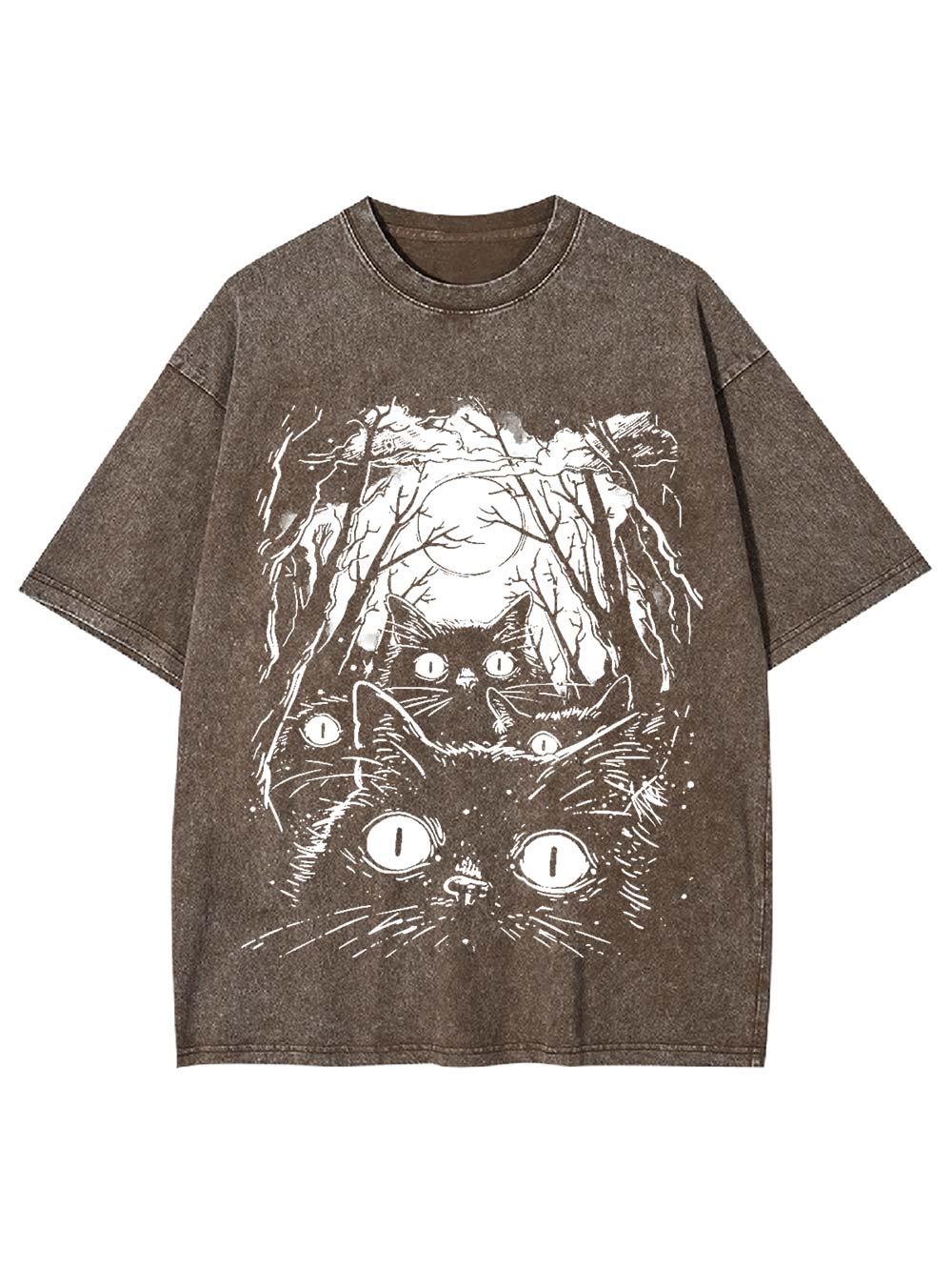 Moonlit Cat Gaze Washed Tshirt