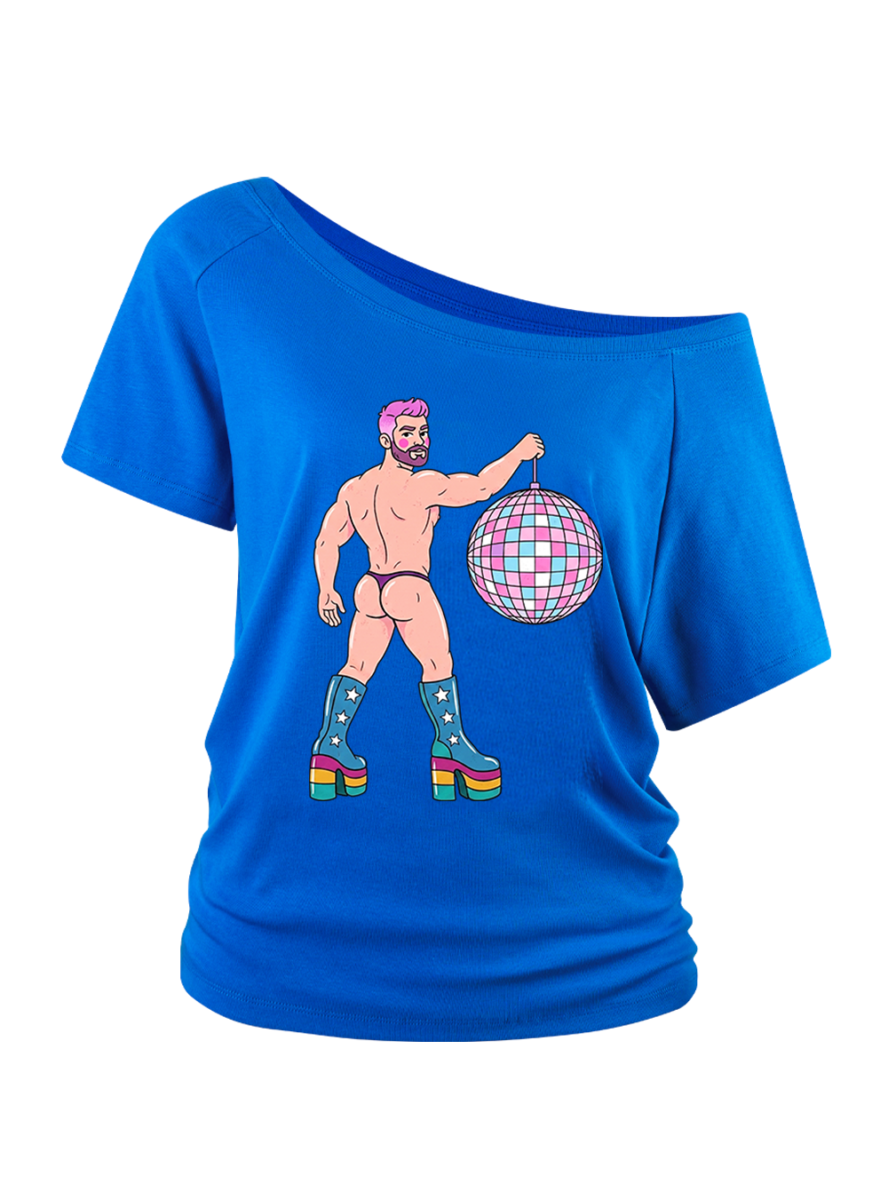 DISCO DIVA DUDE OFF SHOULDER TSHIRT