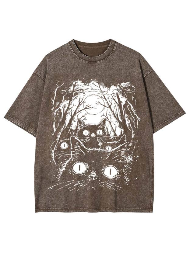 Moonlit Cat Gaze Washed Tshirt
