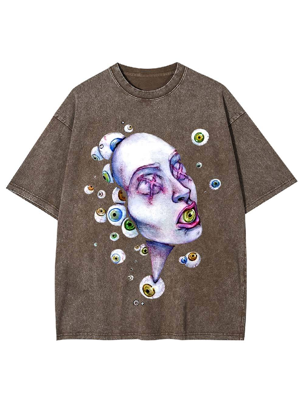 Surreal Eyeball Visions Washed Tshirt