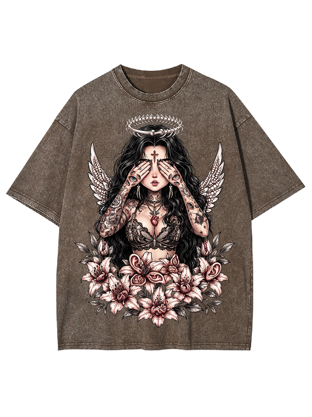 TATTOOED ANGEL BLOOM AAA WASHED TSHIRT