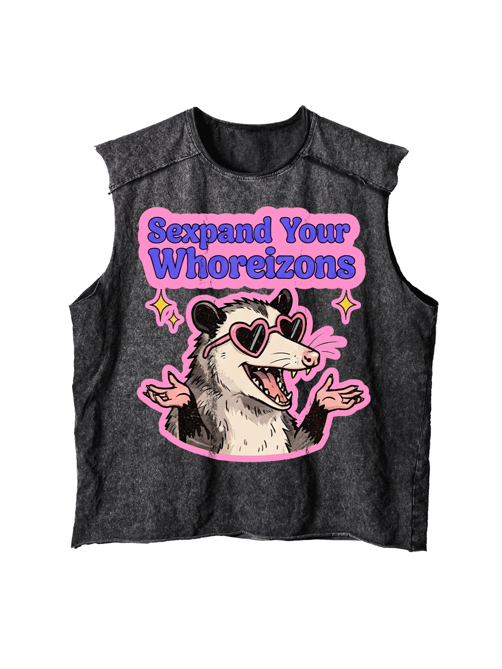 PINK POSSUM VIBES DISTRESSED TANK