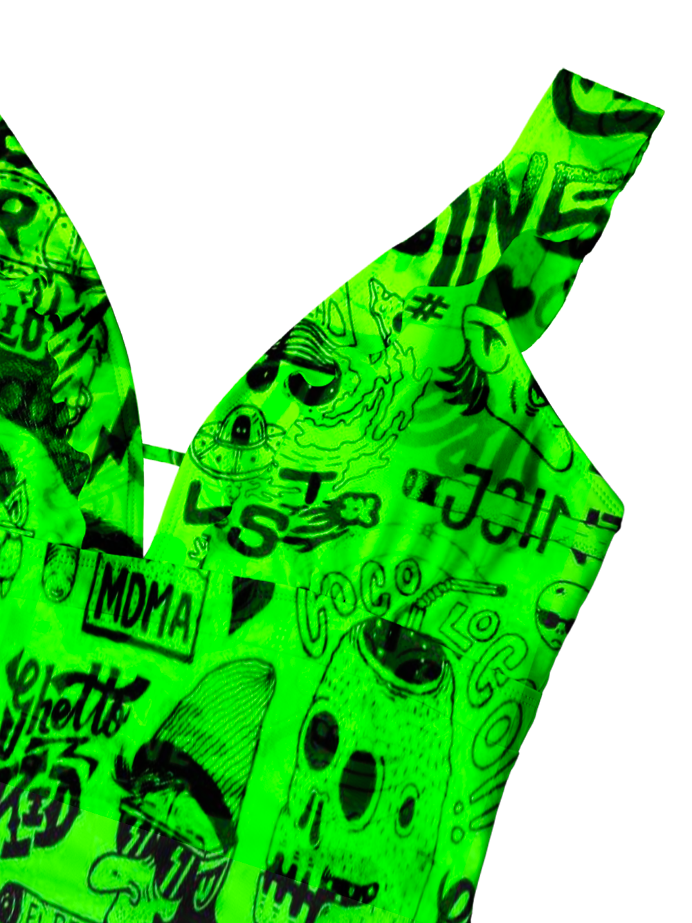 ACID DOODLES V-NECK ONE PIECE SWIMSUIT