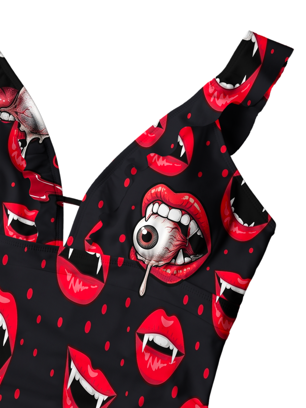 EVIL LIPS V-NECK ONE PIECE SWIMSUIT