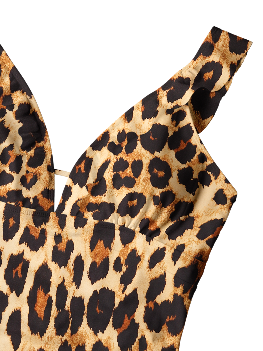 WILD LEOPARD V-NECK ONE PIECE SWIMSUIT