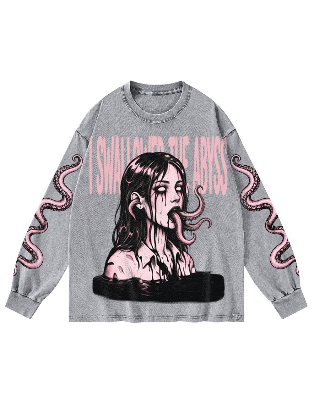 ABYSS TENTACLES WASHED LONG-SLEEVE GRAPHIC TSHIRT