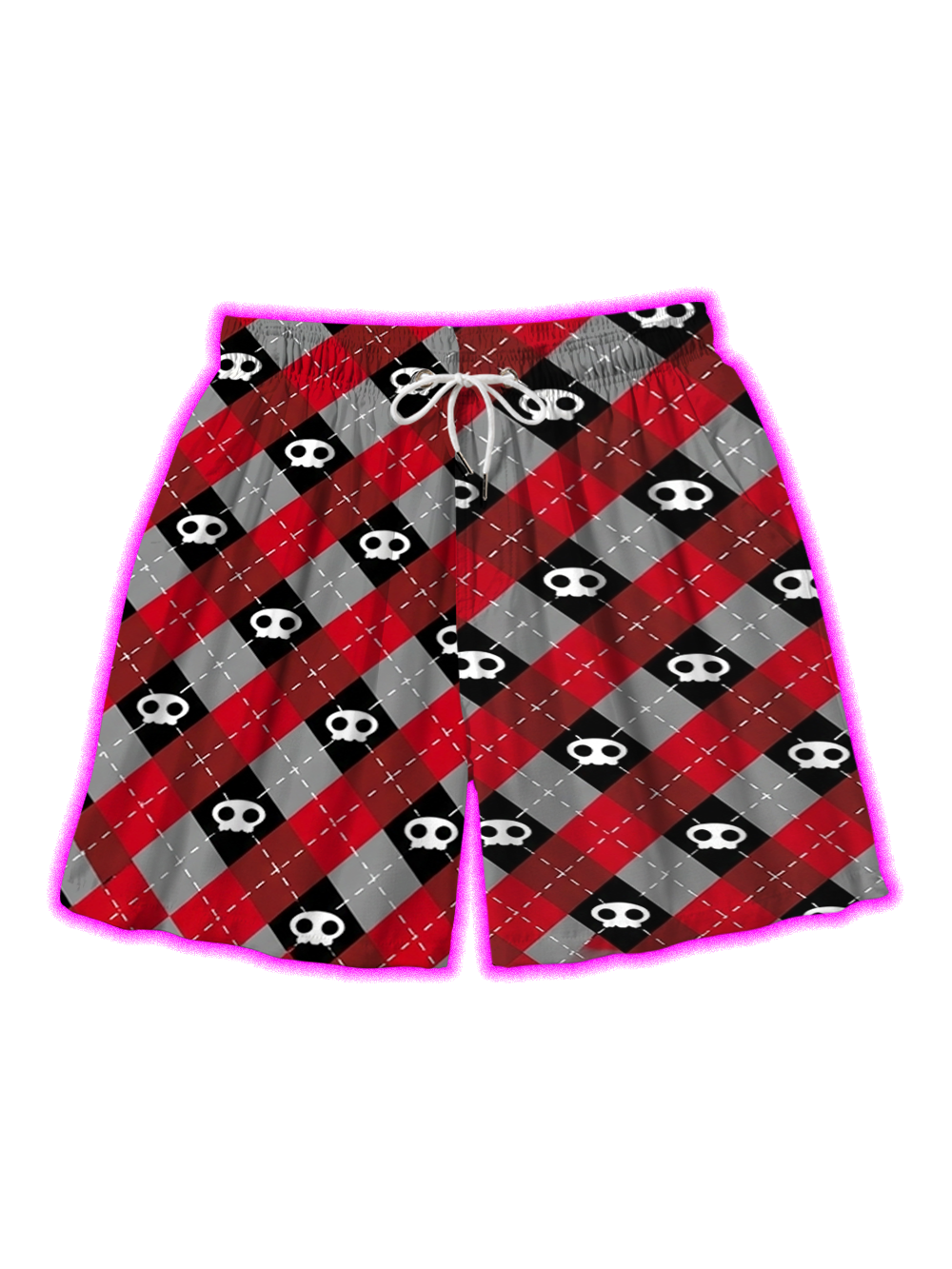 SKULL ARGYLE ALL OVER PRINT SHORTS