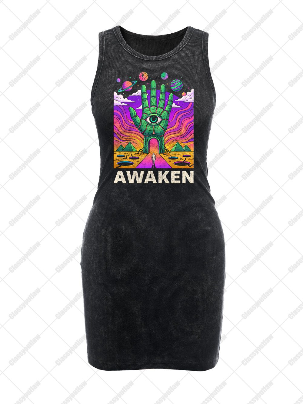 COSMIC AWAKENING VINTAGE BODYCON TANK DRESS