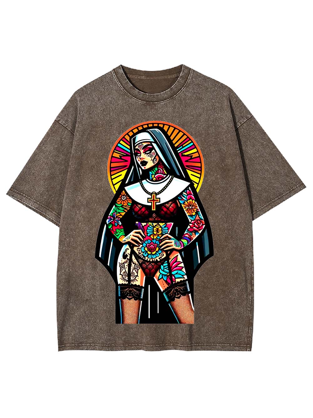 Tattooed Rebel Nun Washed Tshirt