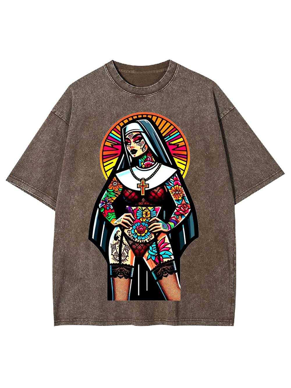 Tattooed Rebel Nun Washed Tshirt