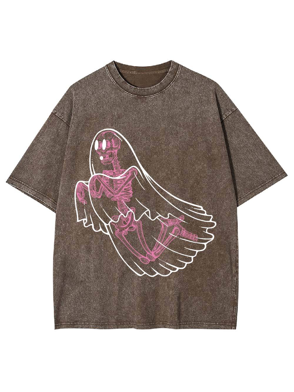 Ghostly Skeleton Veil Washed Tshirt