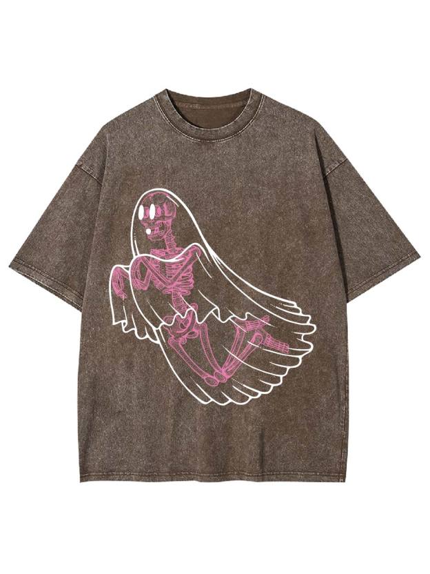 Ghostly Skeleton Veil Washed Tshirt