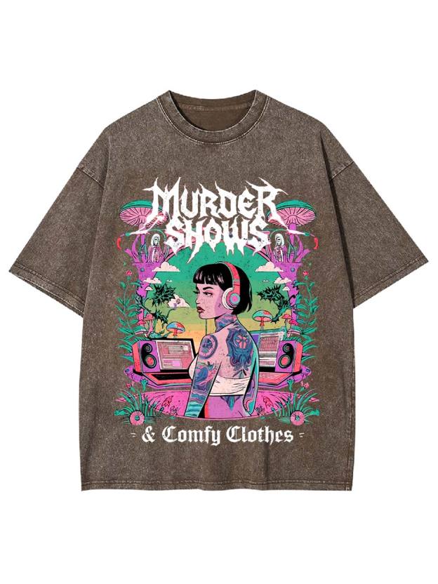 Murder Shows & Comfy Clothes Washed Tshirt