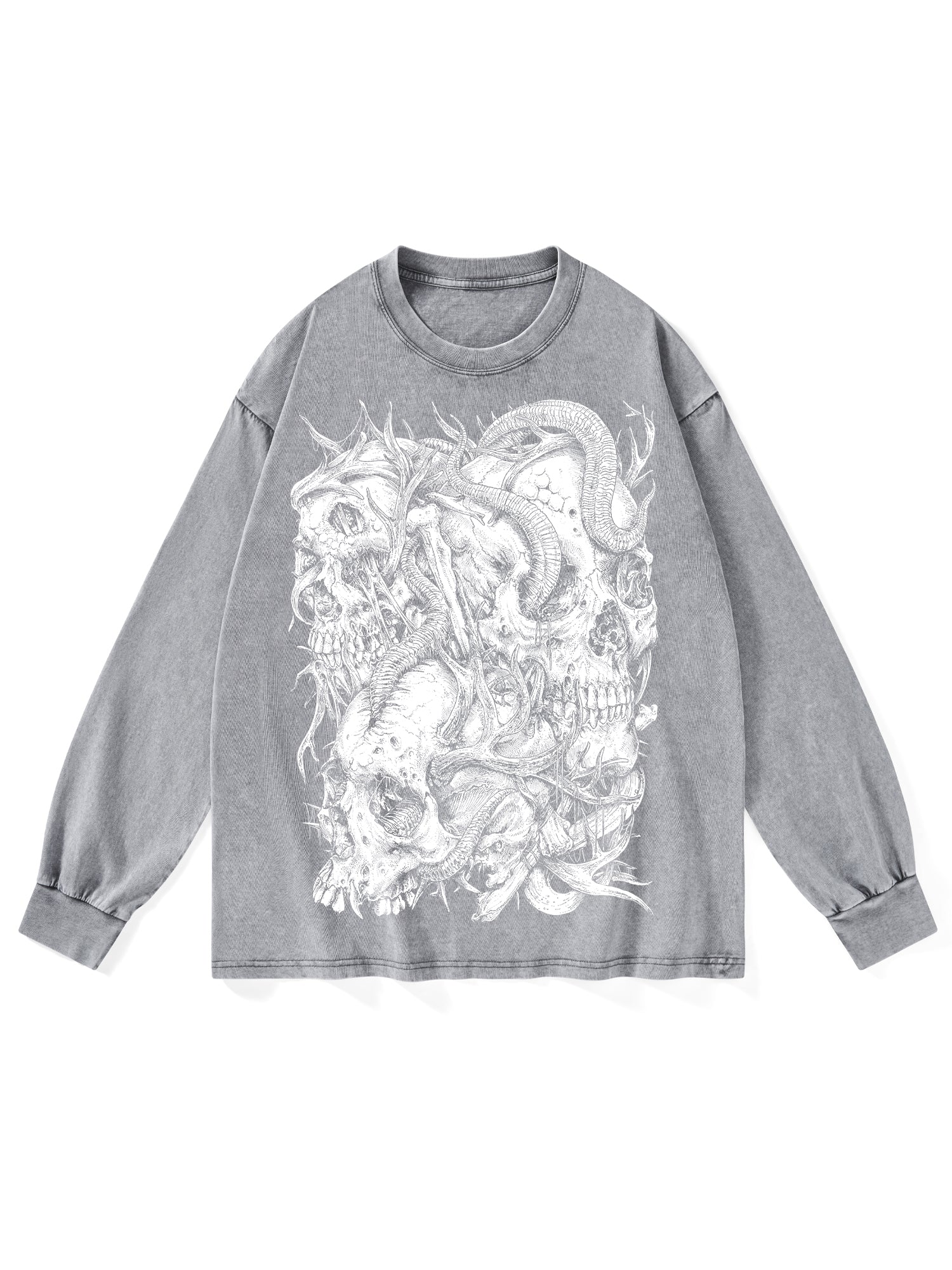 SKULLS WASHED LONG-SLEEVE TSHIRT