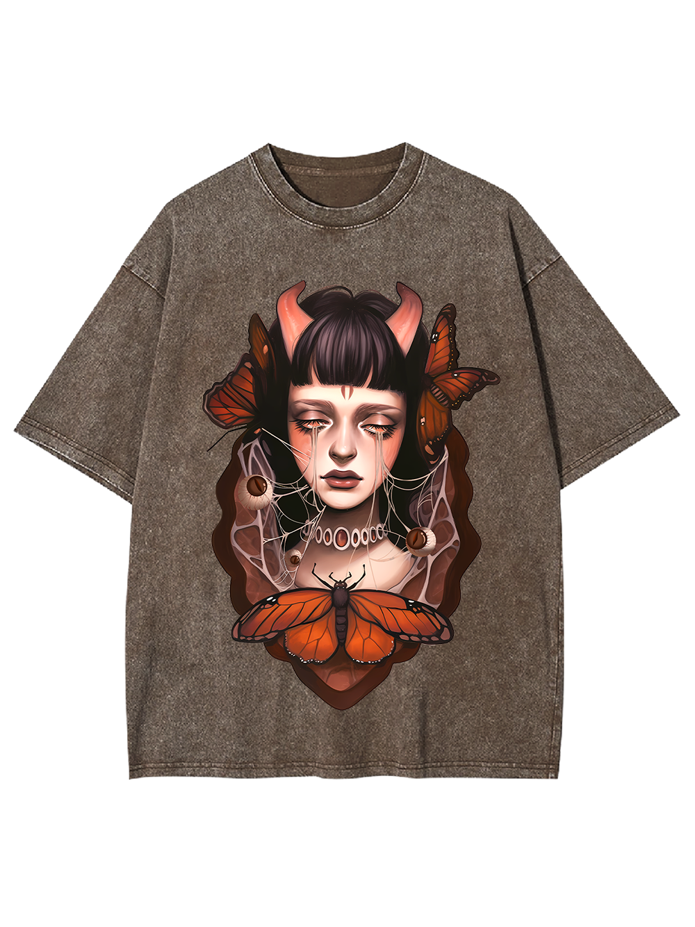 Butterfly Tears and Horns Washed Tshirt