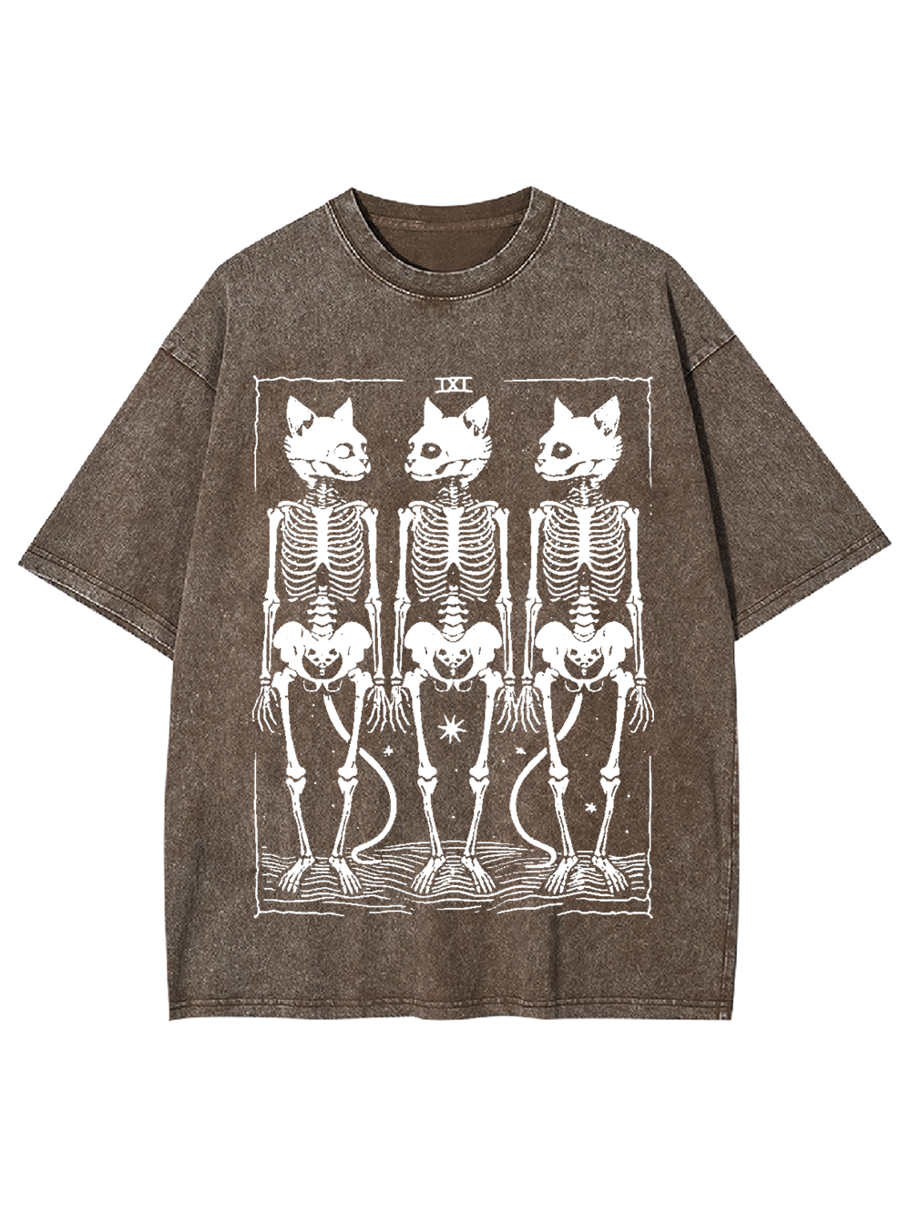 Feline Skeleton Trio Washed Tshirt