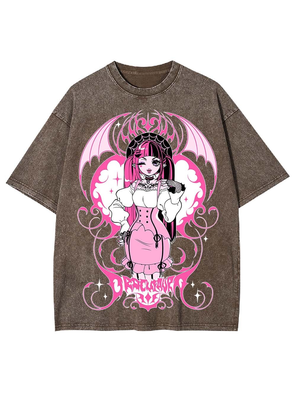 PINK BAT QUEEN WASHED TSHIRT