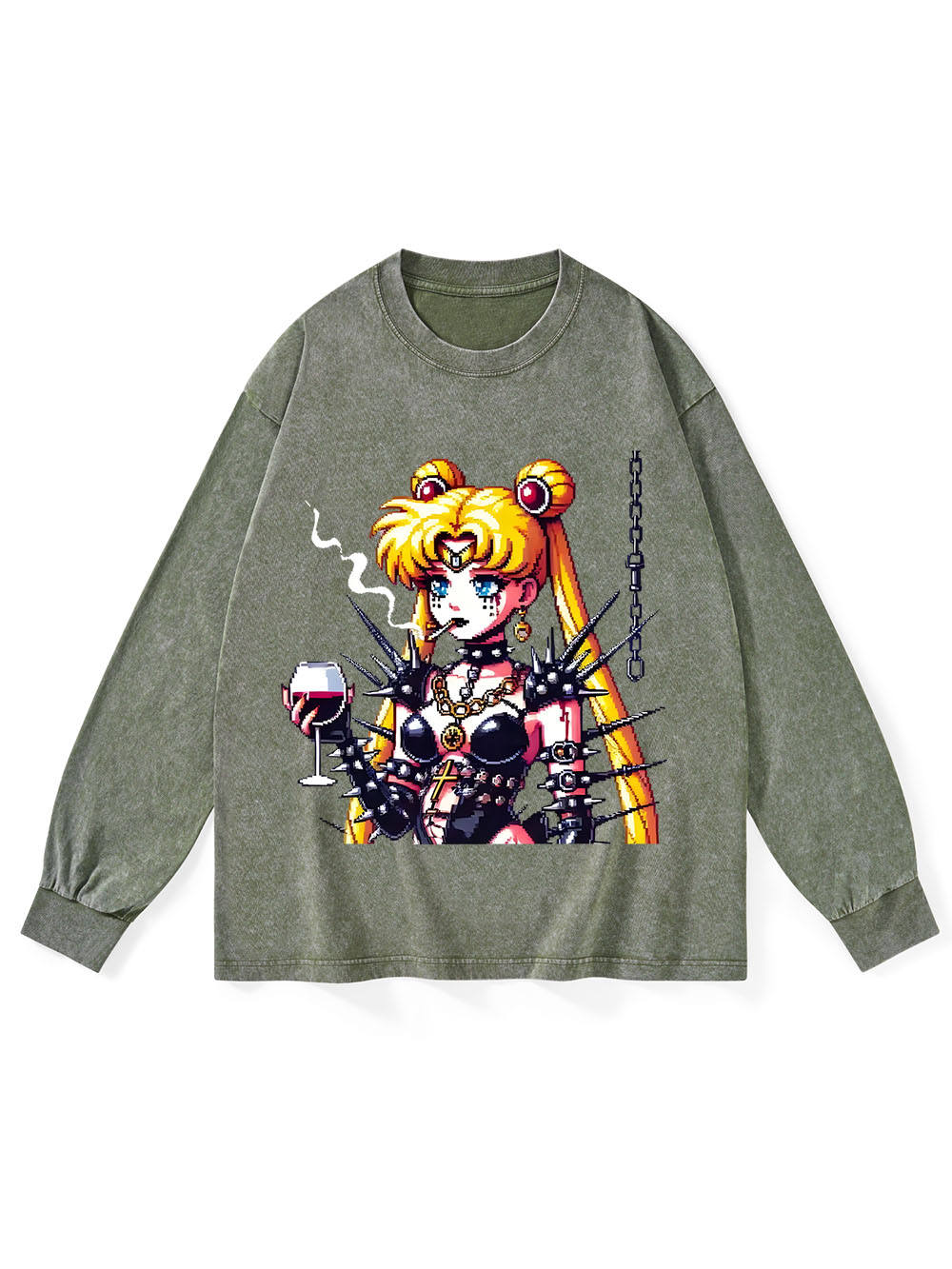 Punk Moon Washed Long-Sleeve Tshirt