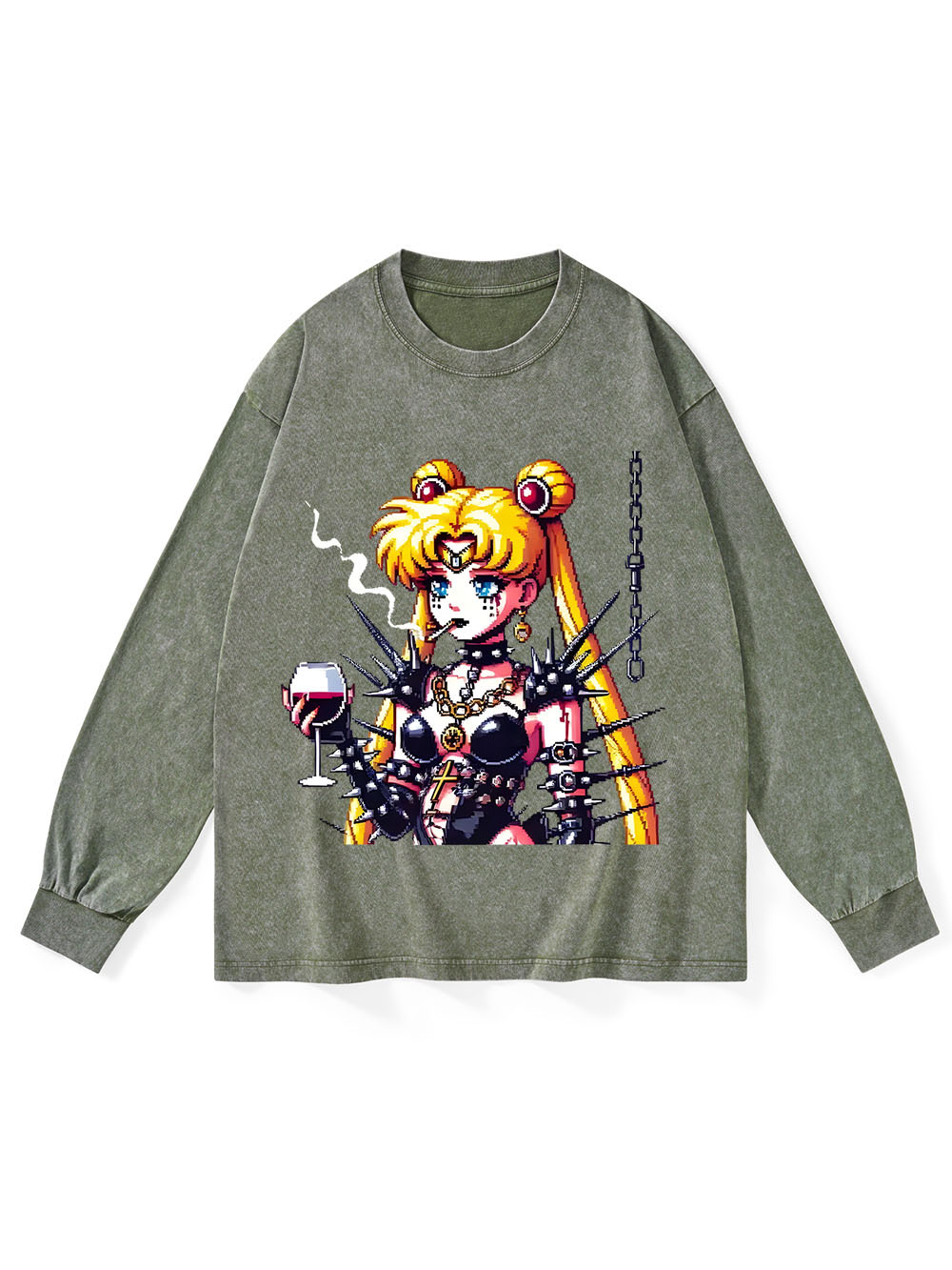 Punk Moon Washed Long-Sleeve Tshirt