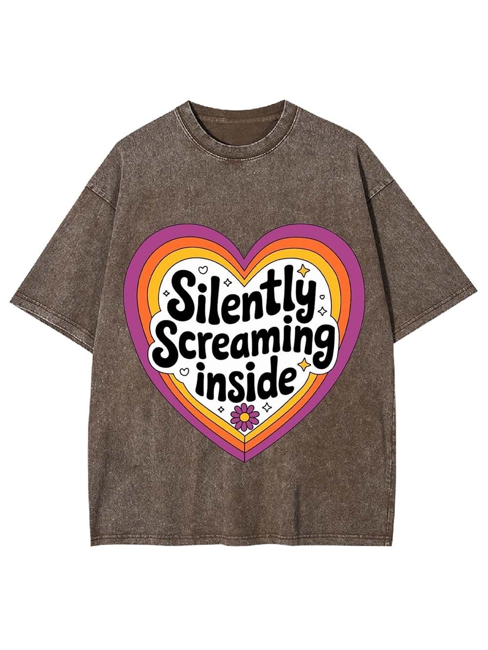 SILENTLY SCREAMING INSIDE WASHED TSHIRT