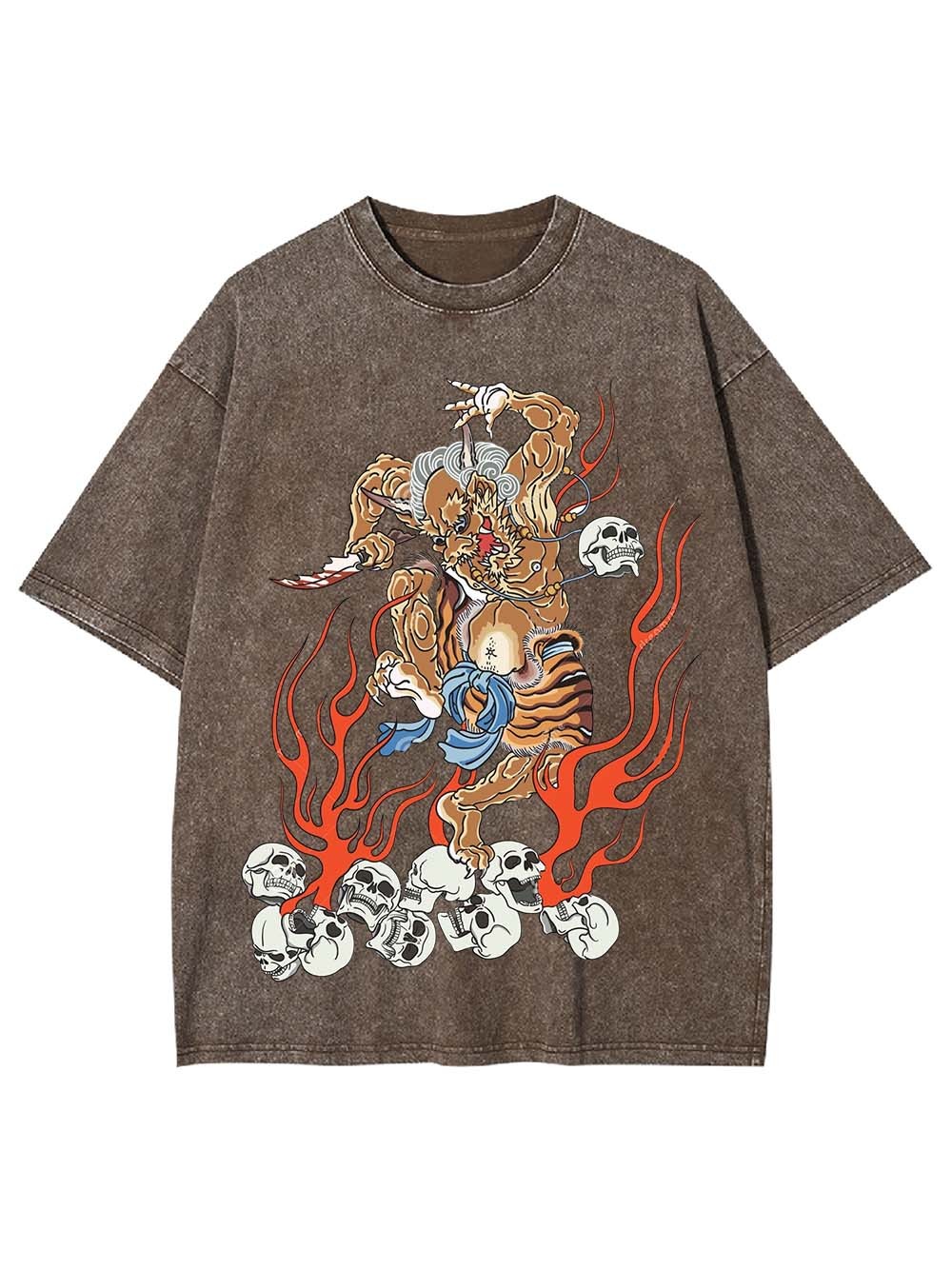 Fiery Demon Warrior Washed Tshirt