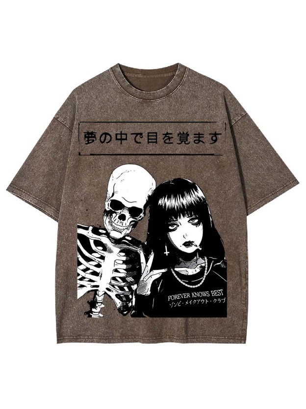 Japanese Vaporwave Spooky Love Essential Washed Tshirt