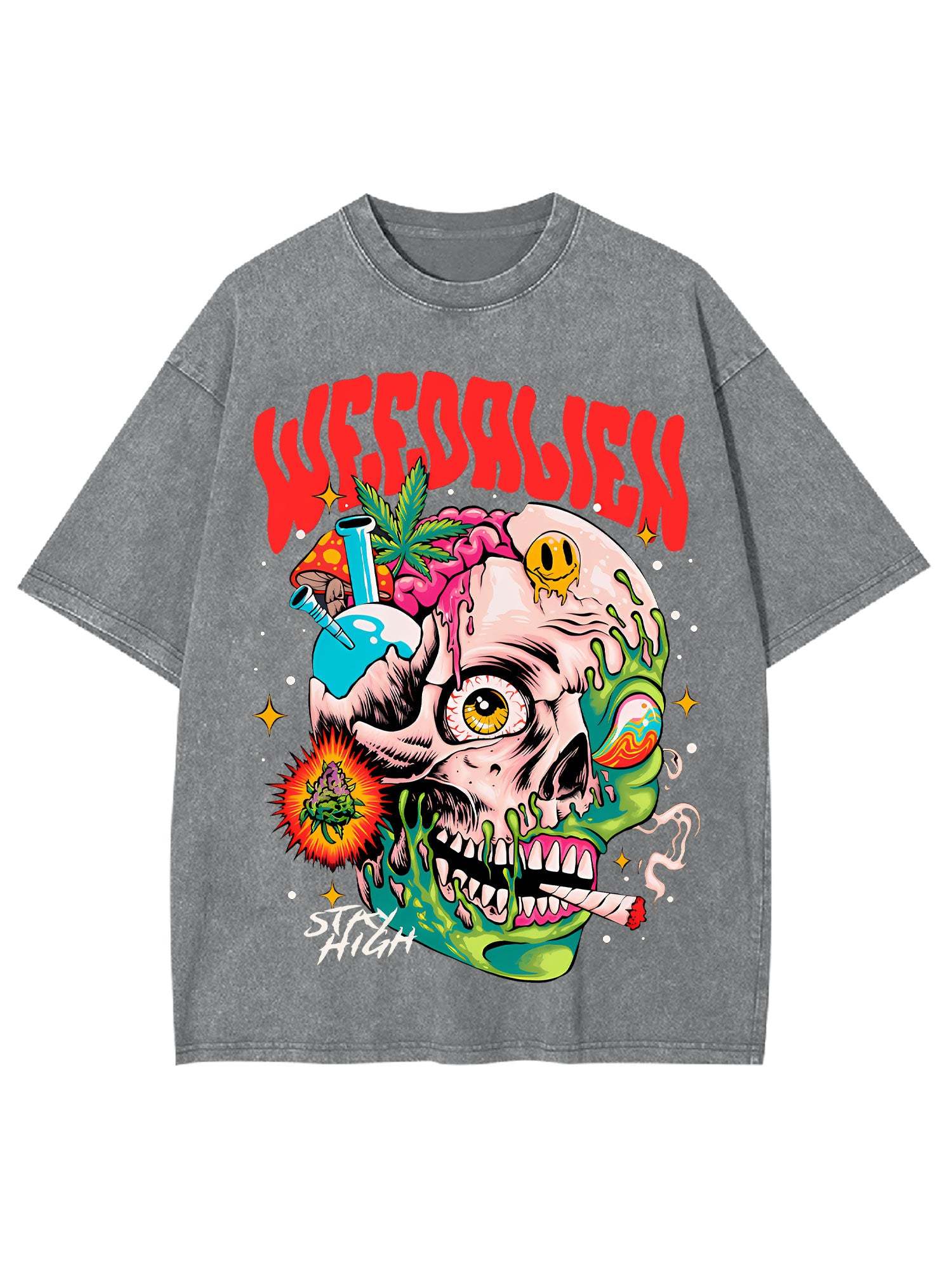 Weedalien Washed Tshirt-ClassyOutlaw Sale