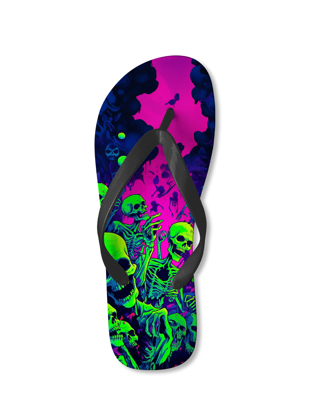 NEON SKELETON RAVE FLIP FLOPS