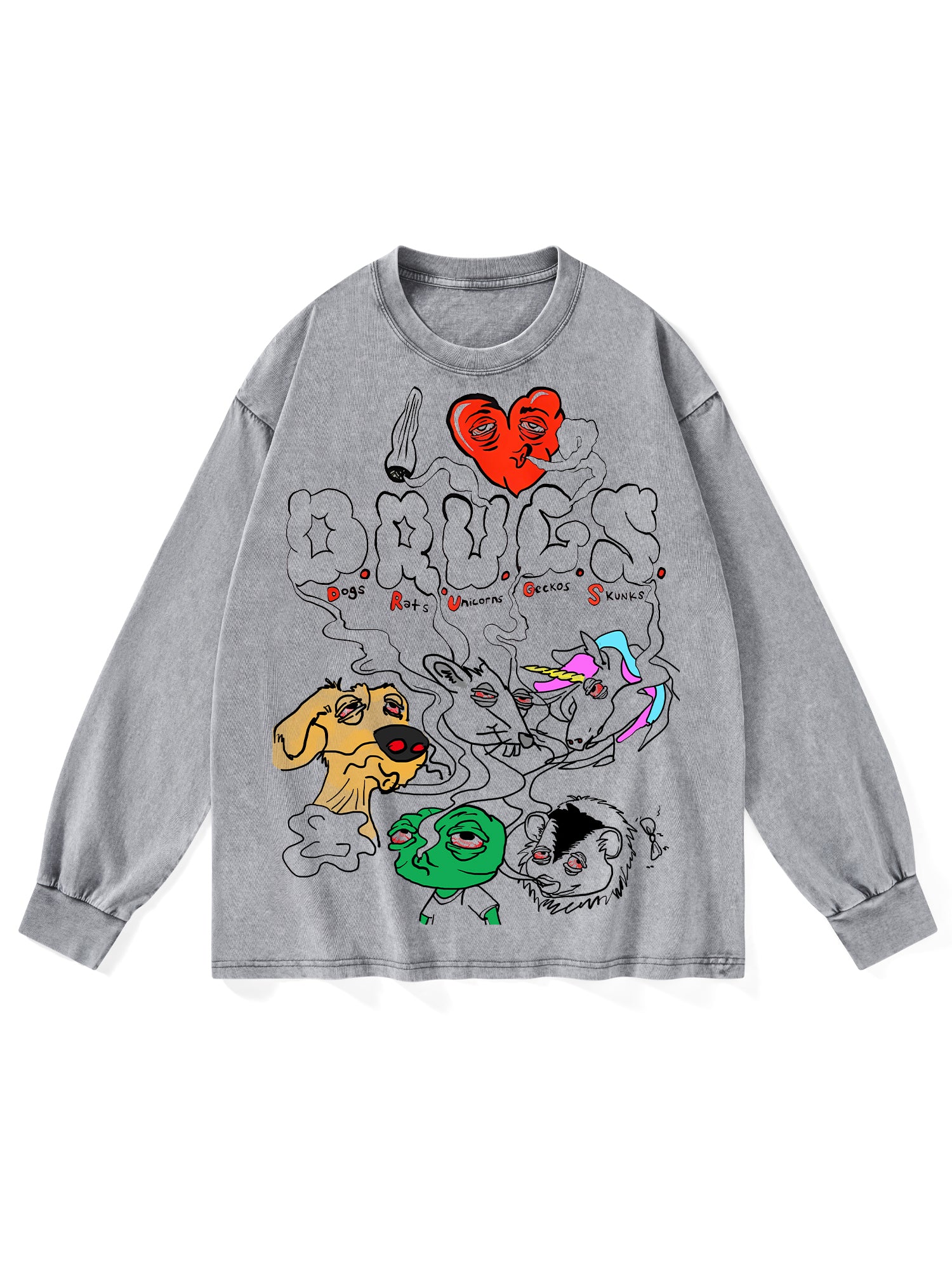 DRUGS WASHED LONG-SLEEVE TSHIRT