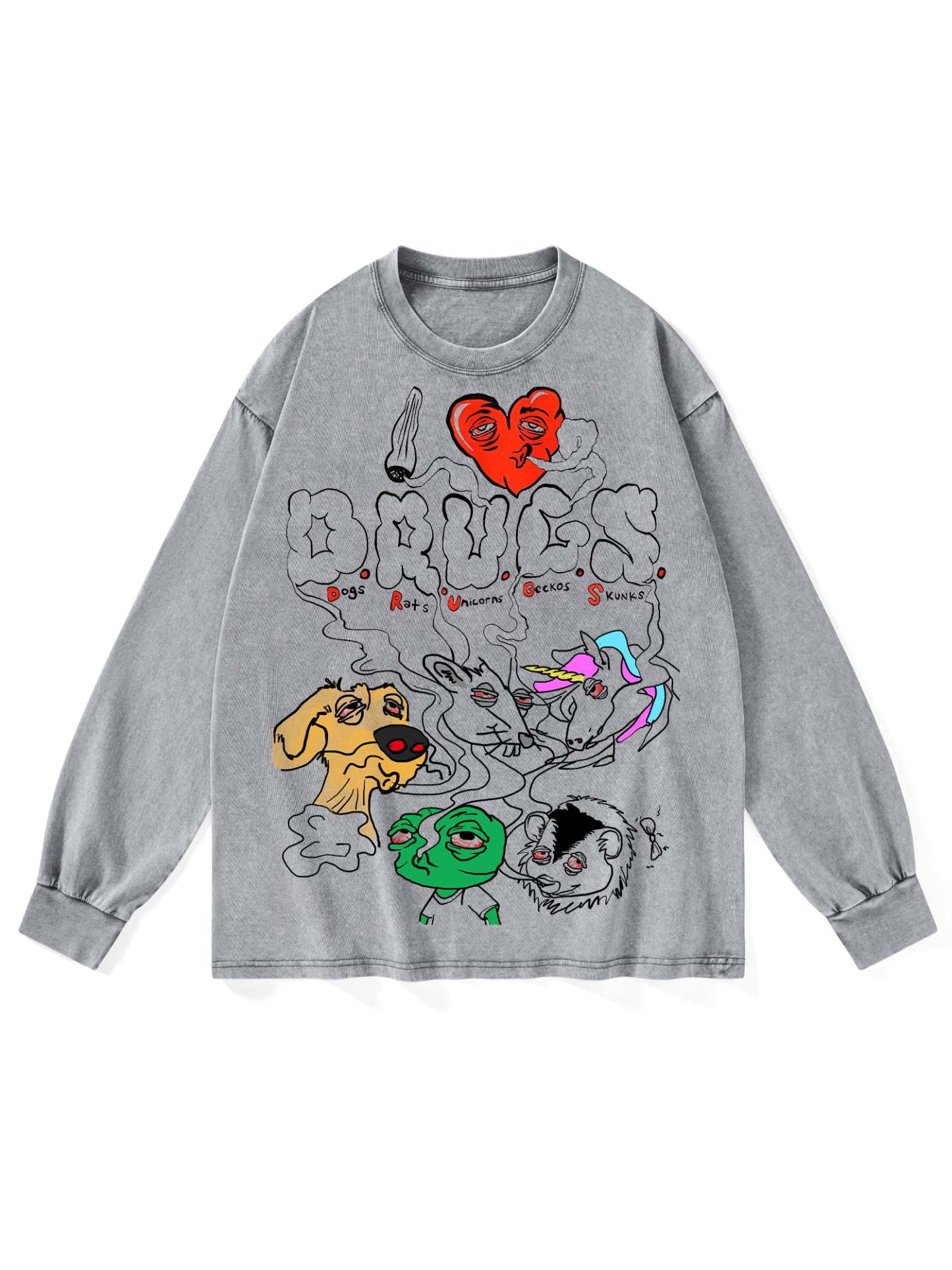 DRUGS WASHED LONG-SLEEVE TSHIRT