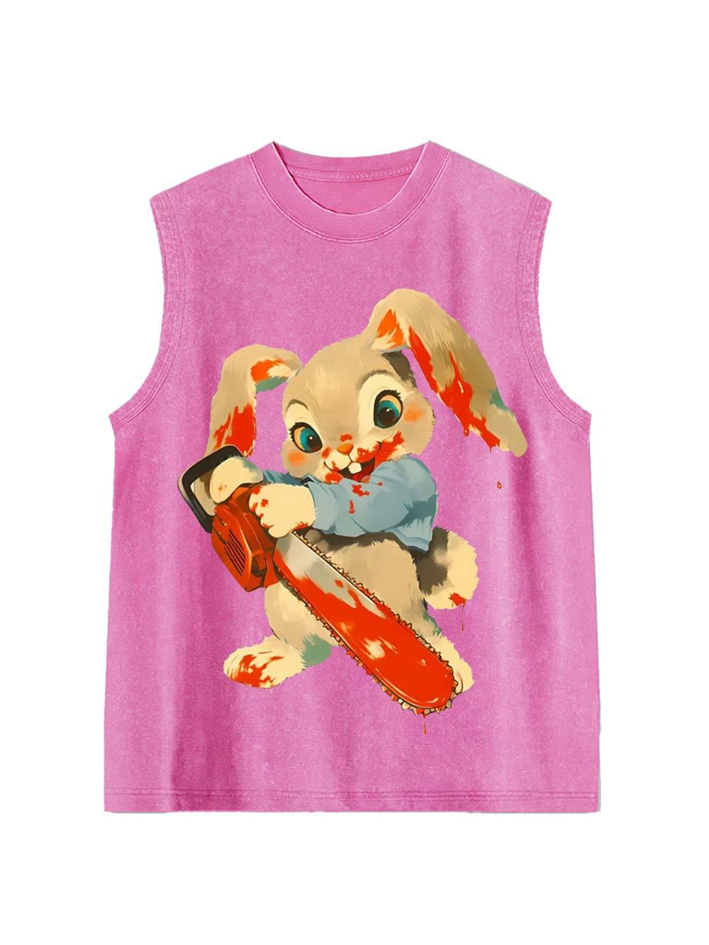 Bloody Bunny with Chainsaw Washed Tank Top