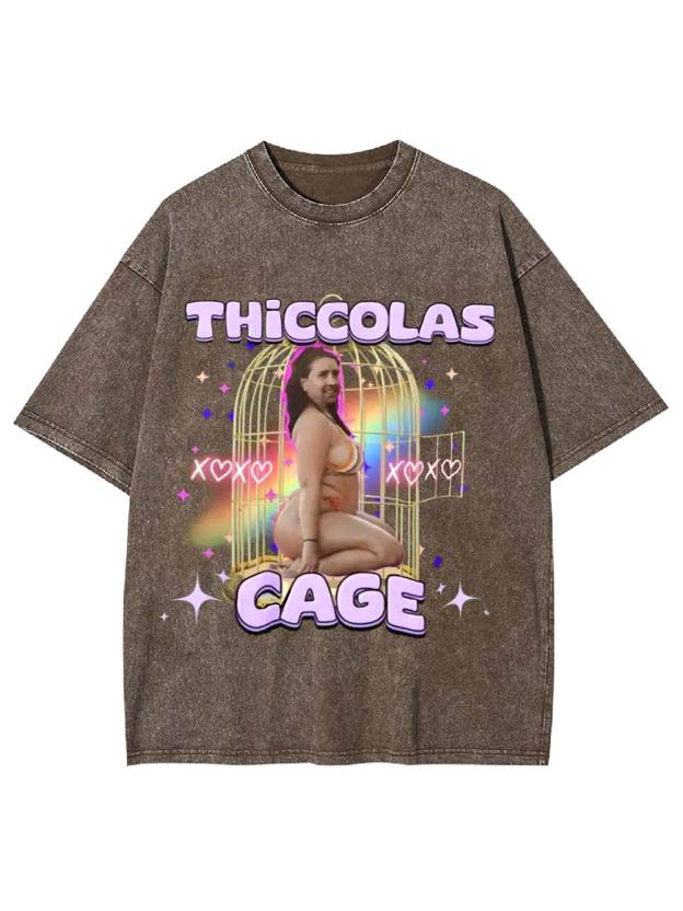 Thiccolas Cage Washed Tshirt Washed Tshirt